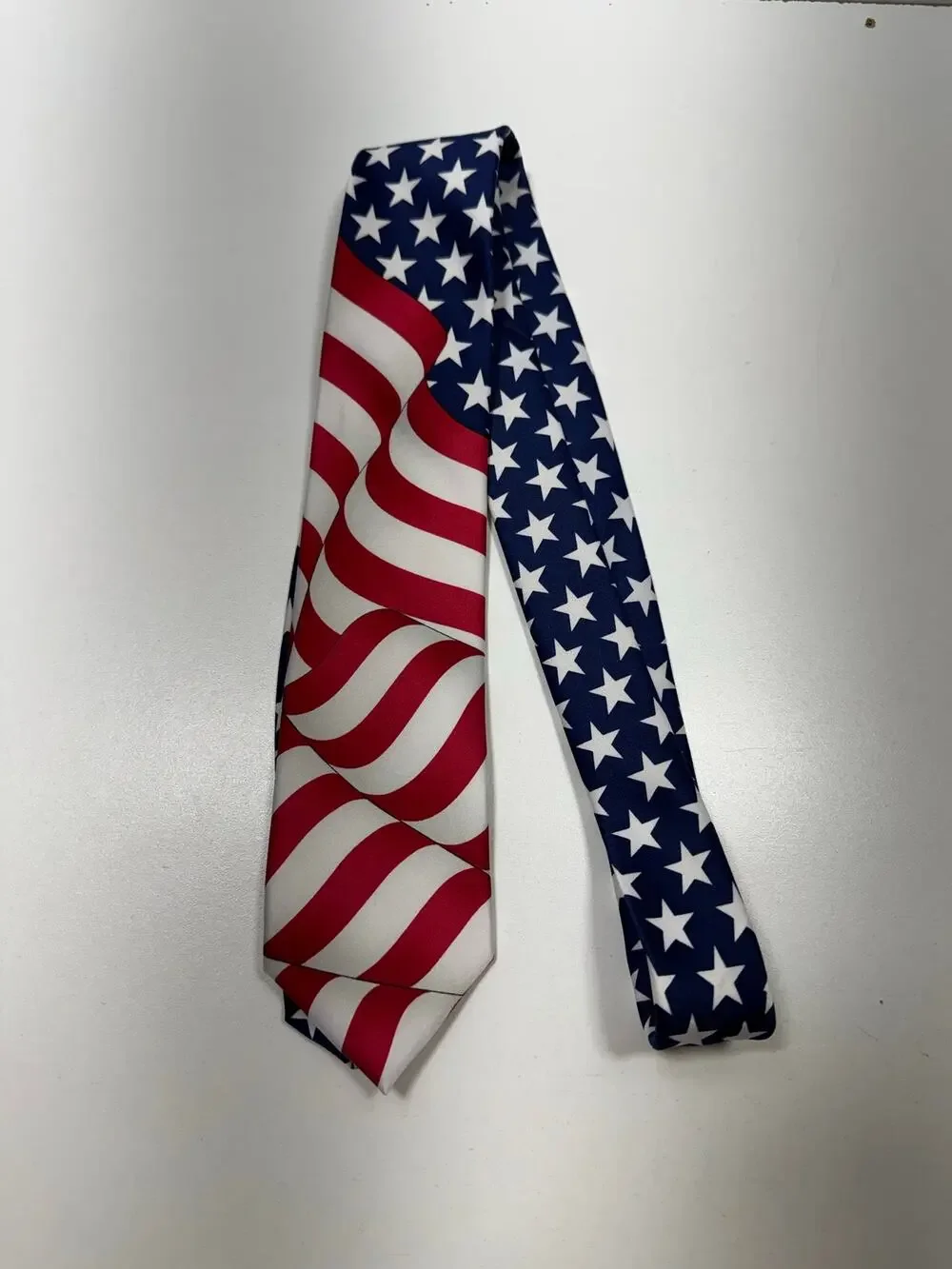 Men’s Stars And Stripes Neck Tie Red Blue Color Festival USA Patriotic July 4Th